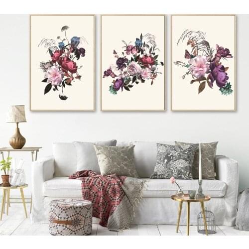 Vintage Watercolor Plants Flower Poster Scandinavian Wall Art Canvas Painting Minimalist Decoration Pictures for Home Decor