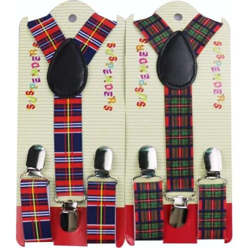 Winfox Fashion Plaid Print Children Suspenders for Boy Girls Y-shape Elatic Suspenders Belt Strap Shirts Braces