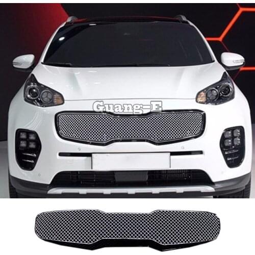 Car body cover protection detector stainless steel trim Front up Grid Grill Grille Around For Kia Sportage KX5 2016 2017 2018