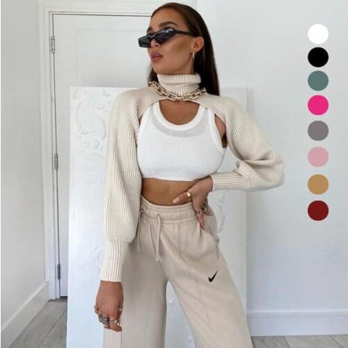 Sweaters Winter Clothes Women Long Sleeve Pull Tops 2021 Pullovers Streetwear T-Shirts Turtleneck Knitted Blouses White Crochet