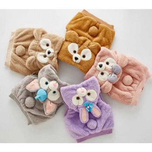 Winter Vests Baby Girls Children Hooded Fleece Zipper Cartoon Waistcoat Loose Cute Outerwear Fleece Zipper Cartoon Outerwears