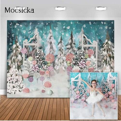 Winter Snow Candy Backdrop for Photography Children Newborn Birthday Portrait Photo Background Studio Cake Smash Photocall Props