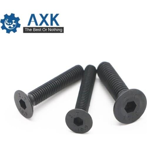 10/50pc M2 M2.5 M3 M4 M5 M6 M8 Black grade 10.9 steel GB70.3 Hexagon Hex Socket Head Flat Countersunk Allen Bolt Screw L=3-100mm