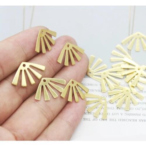6pcs Raw Brass Fan Shape Charm, Geometry Charms, Earring Findings, Jewelry Making, Diy Material, Jewelry Supplies