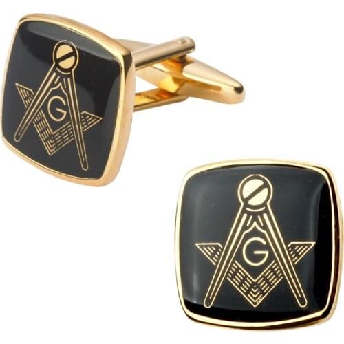 KC-5 Free Shipping Classic Gold Round Cufflinks Masonic Freemasonry Peace Mens Costume Accessories For Men Christmas Gift
