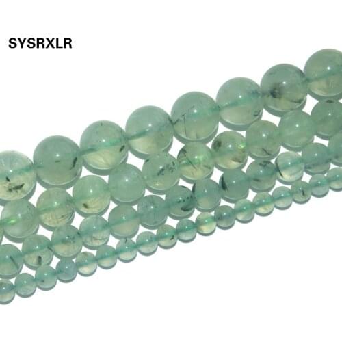 Free Shipping Natural Stone Green Prehnites Quartz Round Beads For Jewelry Making DIY Bracelet Necklace Material 4/6/8/10 MM