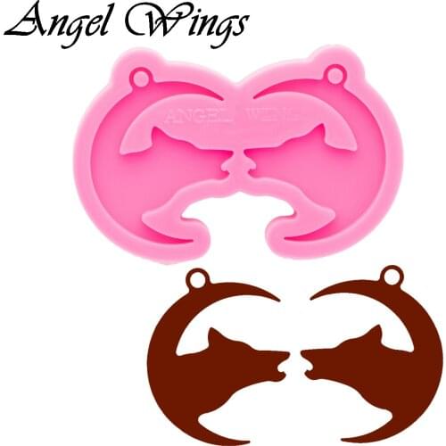 Shiny Resin Wolf moon Earrings Mould, Silicone Molds, Clay Molds , Epoxy Mold DIY Jewelry, Not sticky DY0781