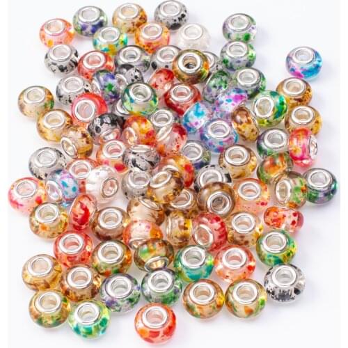 20Pcs/Lot Mix Color Silver Plated Buckle DIY Resin Plastic Bead Charm Fits for Pandora European Jewelry Bracelet js2253