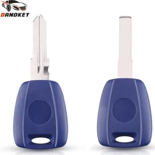 Dandkey For Fiat 500 Ducato Punto Bravo Transponder Car Key Shell Case Uncut SIP22/GT15R Blade Blue Blank Case Replacement
