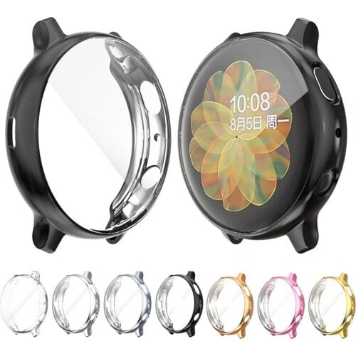 Full protective case for samsung galaxy watch active 2 44mm 40mm sm-r830 r820 r500 soft silicone shelll cover active2 44/40mm