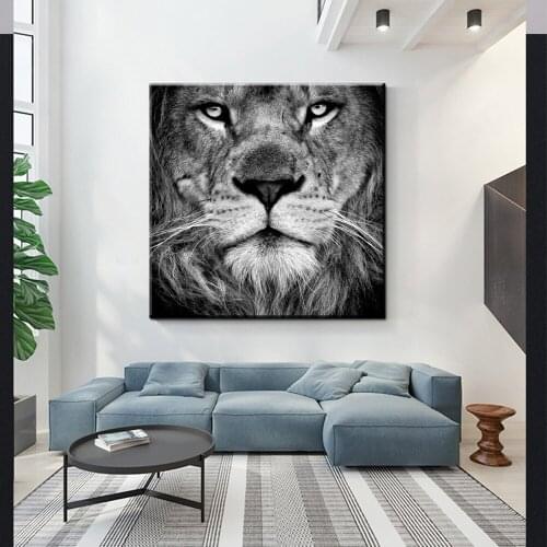 Decorative Head Lion Africa wild Animal Canvas Print Black and White Wall Pictures for Living Room Large Modern Posters Print