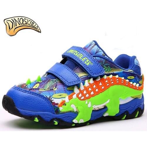 Dinoskulls 2018 New Kids Shoes Childrens Sneakers Boys Sports Shoes Non-slip Dinosaur Casual Shoes Kids 27-34 Boys Loafers