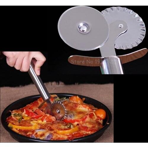 Double Wheel Pizza Cutter Roller Stainless Steel Kitchen Cooking Tools Pizza Cutter Wheel Practical Pizza Cutter Utensils