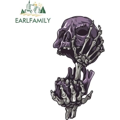 EARLFAMILY 13cm x 6.8cm Creative Car Styling Skull Car Hoods Trunk Thriller Reflective Waterproof Decal Auto Covers Car Sticker