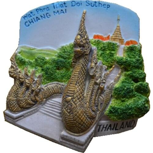 Chiang Mai, Thailand Temple Cold Porcelain Hand-Painted 3D Fridge Magnets Travel Souvenirs Refrigerator Magnetic Stickers