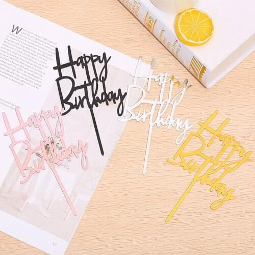 Happy Birthday Cake Topper Acrylic Material Letter Insert Dessert Cupcake Decoration Tools For Baby Shower Home Party Supplies