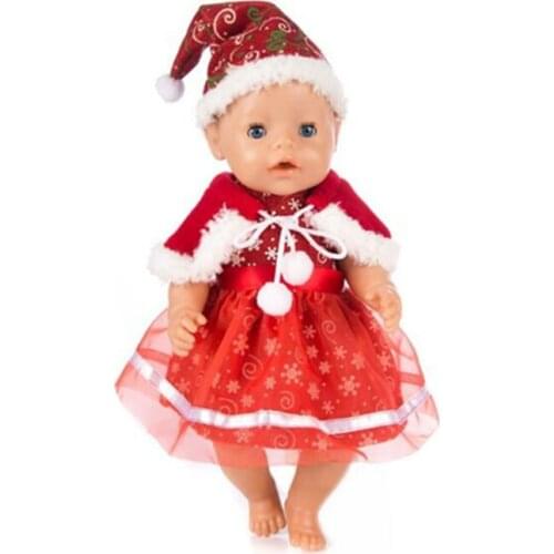 Christmas Dress Set Fit 17 inch 43cm Doll Clothes Born Baby Suit For Baby Birthday Festival Gift