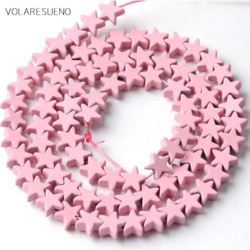 Natural Pink Hematite Rubber Stone Five-pointed Star Shape Matte Beads Space Loose Beads For Jewelry Making 6mm Diy Bracelet 15"