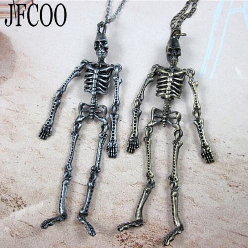 European punk style Gothic Skull Plated antique Necklace long Pendants Skeleton Zombie For Mens Necklaces Dropshipping
