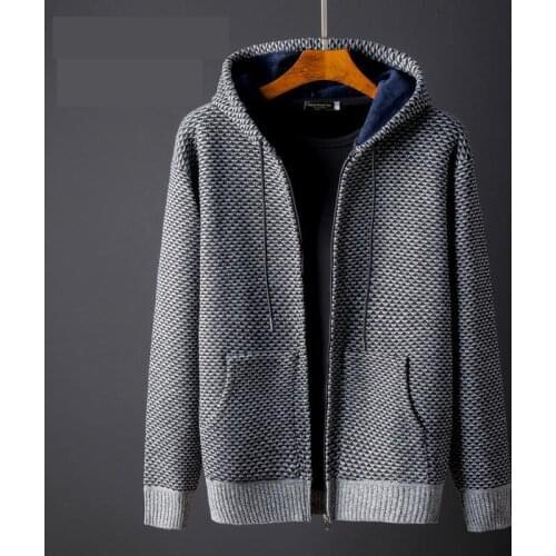 New Arrival Autumn Winter Men Coat Fashion Loose Casual Cardigan Hooded Computer Knitted Thick Size M L XL 2XL 3XL