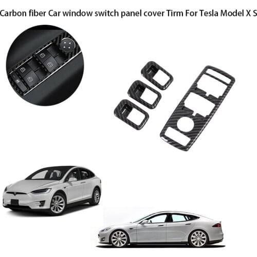 For Tesla Model S/X 2014-2020 Carbon fiber Car window switch panel cover Tirm
