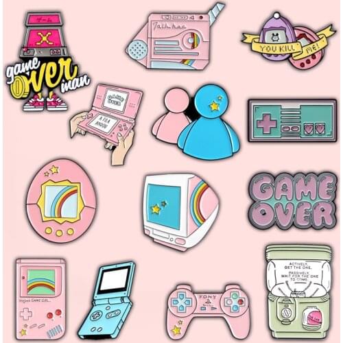 PLAY! 80s 90s Game Enamel Pins Series Arcade Machine Lapel Pin Retro Pixel Game Badges Game Boy Gifts Childhood Jewelry