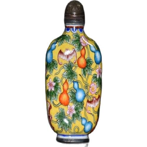 The early collection of red copper embryo enamel color gourd snuff bottles