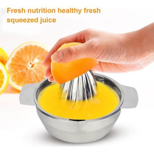 Stainless Steel Manual Juicer Lemon Orange Fruit Squeezer with Bowl Juicer Strainer Hand Pressed Juice Maker Kitchen Accessories
