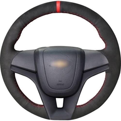 Hand Sew Black Suede Red Marker Custom Car Steering Wheel Cover for Chevrolet Cruze Aveo Orlando Holden Cruze Ravon R4