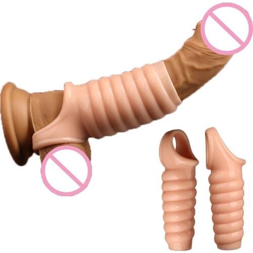 Sex Shop Men Penis Sleeve Enlargement Penis Extender Reusable Chastity Cage Delay Ejaculation Scrotum Cock Ring Sex Toys For Man