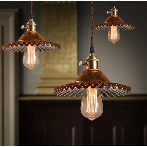 Nordic Loft Style Iron Glass Edison Pendant Light Fixtures For Dining Room Band Switch Hanging Lamp Vintage Industrial Lighting