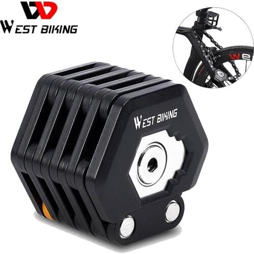 WEST BIKING Foldable Bike Lock With 3 Keys Hamburg-Lock Alloy Anti-Theft Strong Security Bicycle Lock Mount Bracket Chain Lock