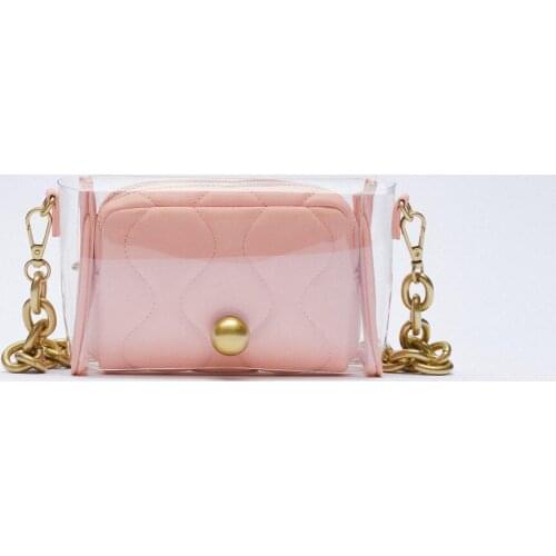 Bags for Woman 2021 fashion Ladies 2pcs Crossbody purses and handbags Clutch designer mini Transparent jelly bag perspective