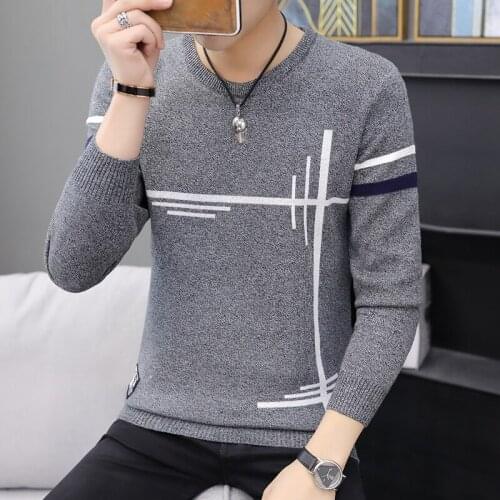2021 New Fashion Brand Sweater Man Pullover O-Neck Slim Fit Jumpers Knitred Patch Work Winter Korean Style Casual Men Clothes