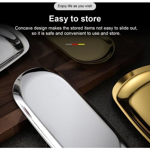 Jewelry Fruit Plate Display Tray Stainless Steel Western Nut Kitchen European style Cake Snack Plate Mirror Storage Home Storage