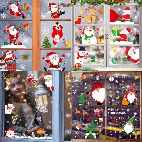 Christmas Eve Decoration Party DIY Santa presents Elk Bar Room Decor Wall Sticker Window Glass Decorative Window Decal for Glass