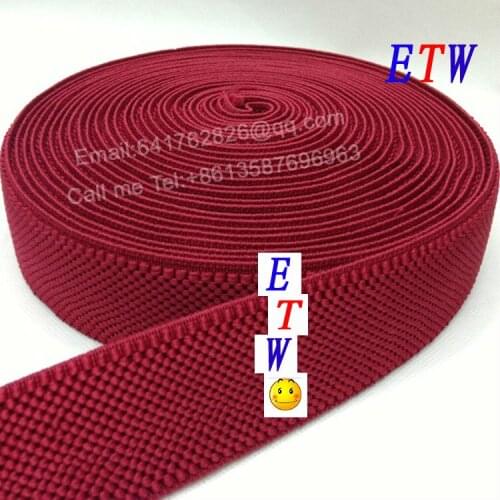 The thickening 75mm Colored Elastic Ribbon Wine Red tape 5yards/lot, Elastic Stretch Webbing ,Belt Material wholesale and retail