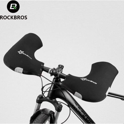ROCKBROS Cycling Gloves Windproof Warm Riding Protective Gloves Mountain Road Bike Motorcycle Warmth Reflection Riding Mittens