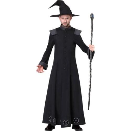 High quality Adult Kids Halloween Wizard Vampire Magician Costume Priest Nuns Fancy Dress Cosplay Carnival Witch Devil Costumes