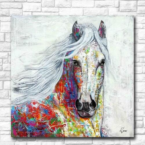 Wxkoil Pop Art Oil Painting Animal Color Horse For Home Decor On Canvas Modern Wall Art Canvas Print Canvas Painting Unframed