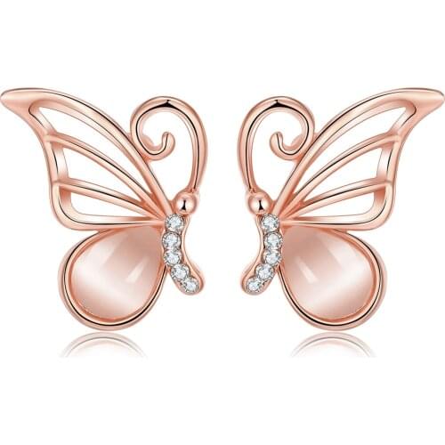 ZEMIOR Rose Gold Color Czech Drill Earrings Creative Design Aesthetic Opal Fashion Jewelry Counter Quality Special Sale Hot Sell