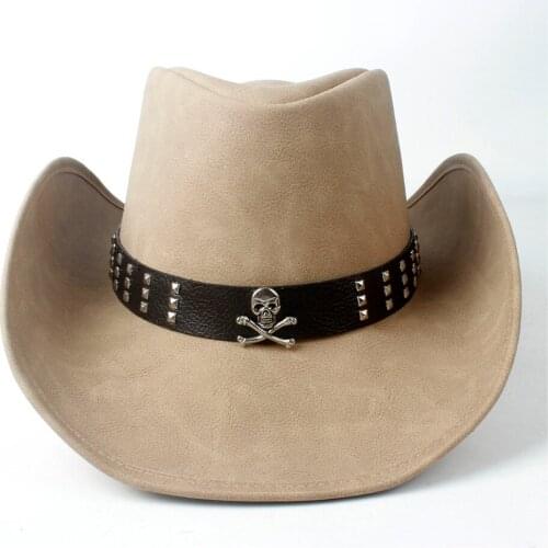 Winter Vintage Retro Womens Mens Wide Brim Leather Cowboy Cowgirl Western Hat With Leather Band