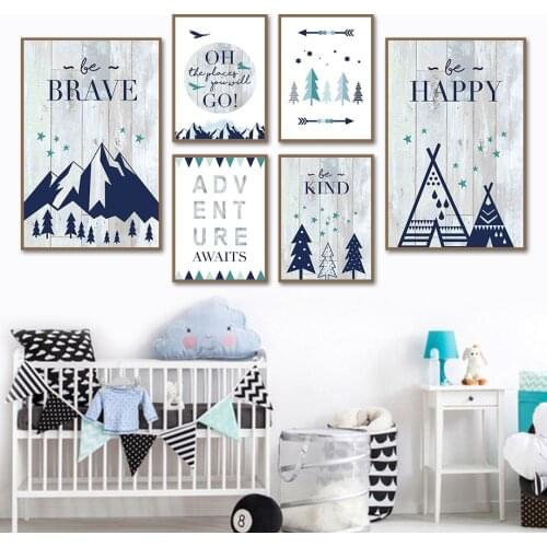 Star Mountain Pine Tent Arrow Quotes Cartoon Wall Art Canvas Painting Nordic Posters And Prints Wall Pictures Kids Room Decor