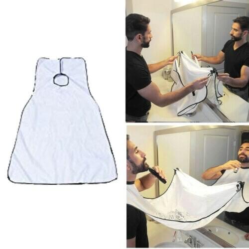 1Pc Men Beard Catcher Bib Beard Shaving Apron Facial Hair Clippings Catcher Grooming Cape Apron Perfect Gift For Him(White) Colo