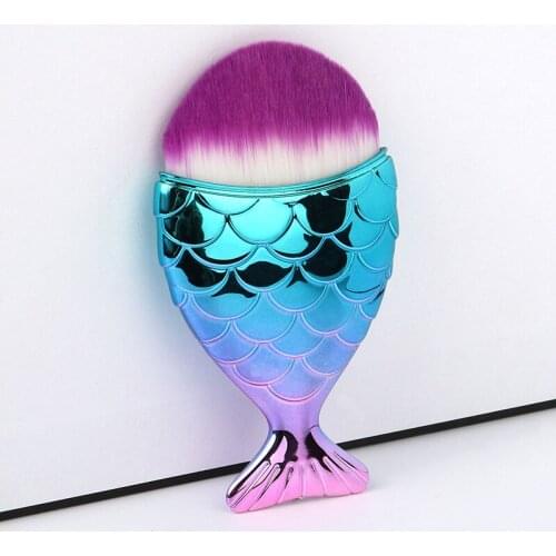 1 Pcs Cosmetic Foundation Fish Tools Kit Powder Face Makeup Brushes High Quality Blush Brush Tail Mermaid Holder Shape Makeup
