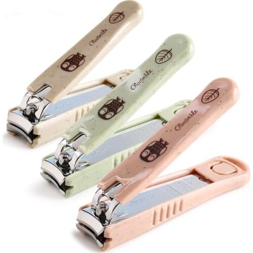 Pink Nail Cutter Big Carbon Steel Nail Clipper Pro Manicure Trimmer High Quality Wheat Straw Toe Nail Scissors With Clip Catcher