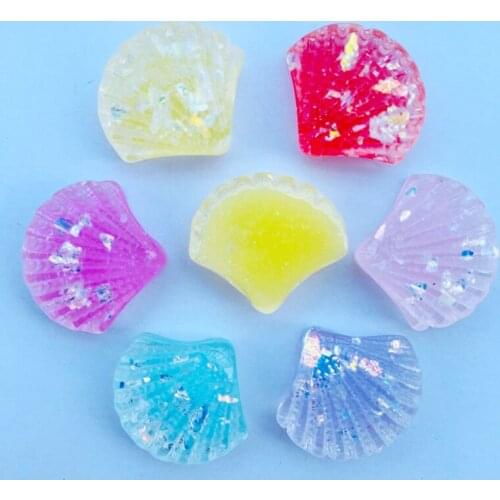 10 Cute Cartoon Shining Shell Series Resin Kawaii Flat Bottom Scrapbook DIY Crafts Decoration Accessories 074