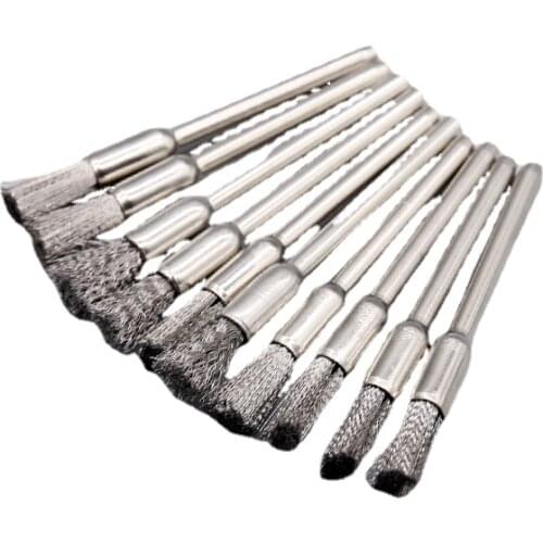 10Pcs 5mm Steel Wire drill Brushes dremel accessories polishing Brush dremel tools accessories for Mini drill burr brushed wheel