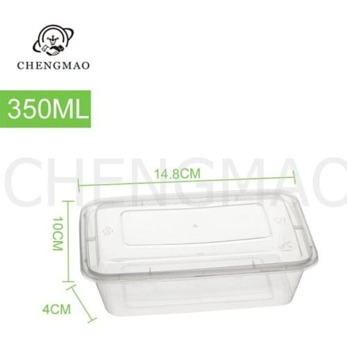 350/ 500/ 650/ 750/ 1000ml 300Pcs Black or Transparent Plastic Fast Food Disposable Food Containers Bento Lunch Box