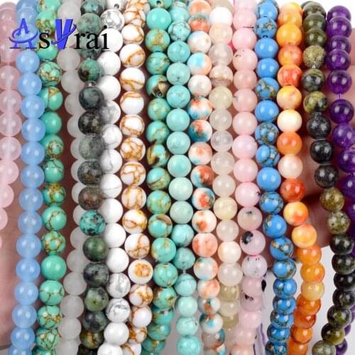 4 6 8 10 12mm Natural Stone Beads Jades Chalcedony Turquoises Round Loose Spacer Beads For Jewelry Making DIY Bracelet Necklace